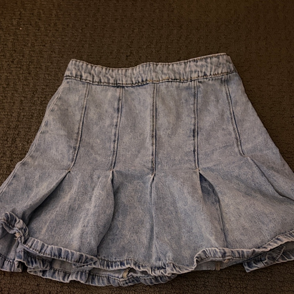 Denim Blue Pleated Skirt